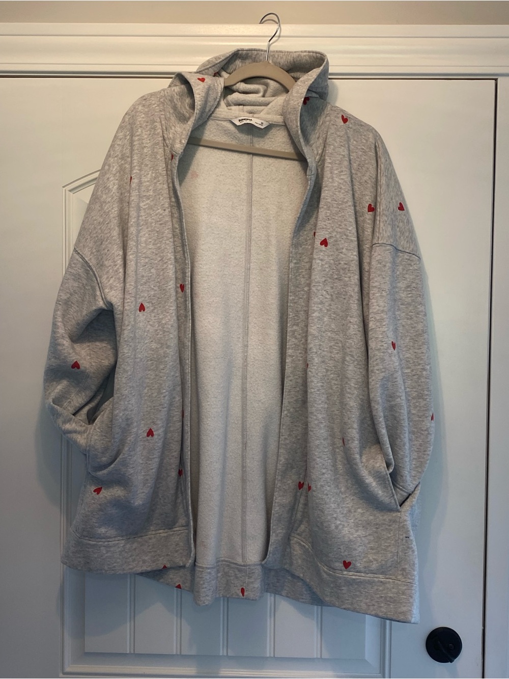 Sonoma Light Gray Hooded Sweatshirt Cardigan